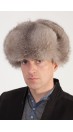 Natural grey fox fur hat - Russian style